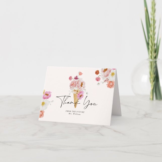 Carte De Remerciements Mariage Thème Crème Glacée Ramassée (Devant)