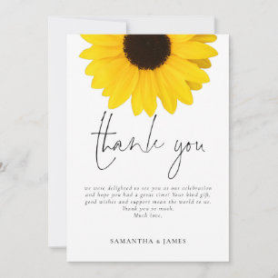 Carte de remerciements Mariage tournesol