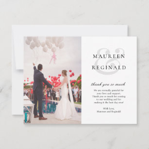 Carte De Remerciements Mariage Traditionnel Photo Élégant