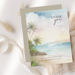 Carte De Remerciements Mariage Tropical Beach Palm Trees