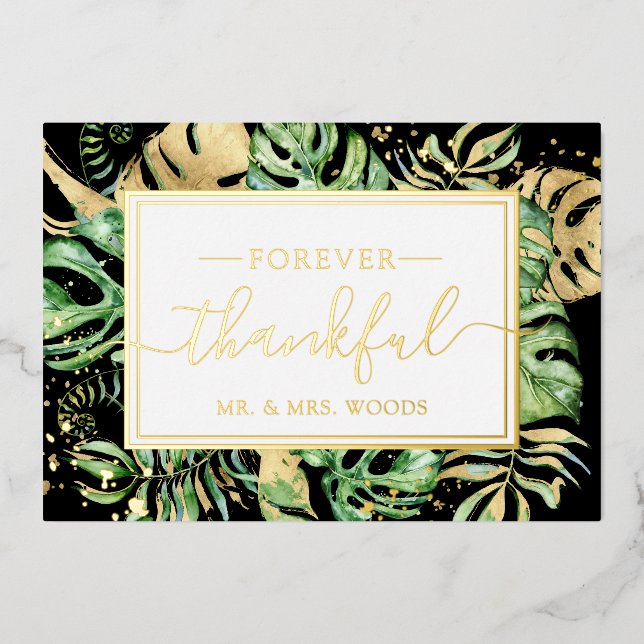 Carte de remerciements Mariage Tropical Black & Go (Recto)