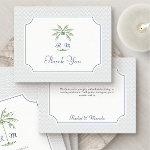 Carte de remerciements Mariage Tropical Palm Tree