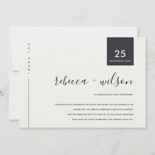 CARTE DE REMERCIEMENTS MARIAGE TYPOGRAPHIE SCANDI MINIMAL NOIR ET BLANC
