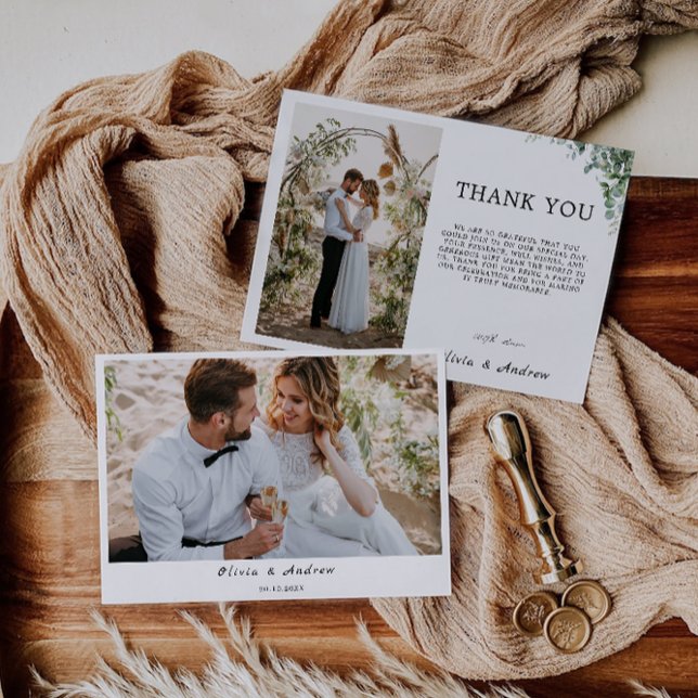 Carte de remerciements Mariage verdoyant (Greenery Wedding Thank You Card)