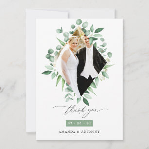 Carte De Remerciements Mariage verdure de forêt d'eucalyptus à l'aquarell