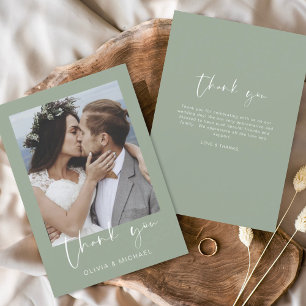 Carte de remerciements Mariage vert Budget Sage
