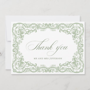 Carte De Remerciements Mariage vert de la saison florale de la Renaissanc