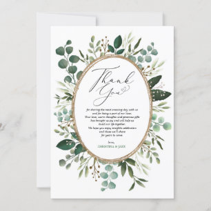 Carte De Remerciements Mariage vert minimaliste peint à la main à l'eucal