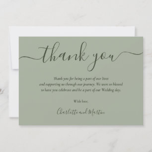 Carte De Remerciements Mariage vert moderne Sage Script