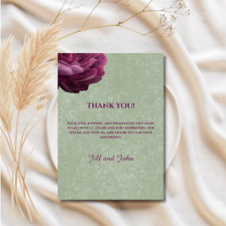 Carte de Remerciements Mariage Vert Sauge