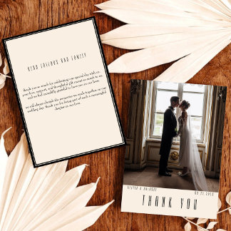 Carte De Remerciements Mariage Vertical Photo Simple Moderne Vieille Fort