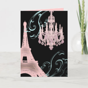 Carte De Remerciements Mariage vintage de lustre de Tour Eiffel de Paris