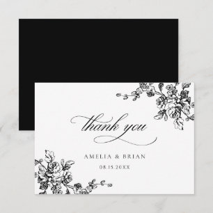 Carte De Remerciements Mariage Vintage Floral élégant