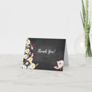 Carte De Remerciements Mariage Vintage Floral Rustique Chalkboard