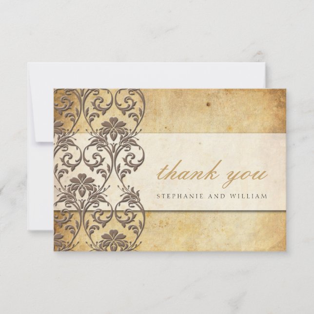 Carte de remerciements Mariage Vintage Mocha (Devant)