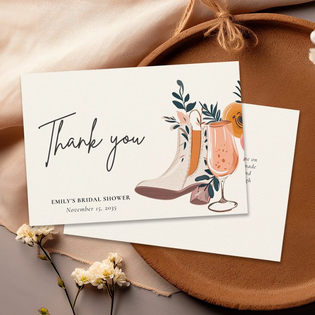 Carte De Remerciements Mariage Western Boots & Bubbly (Créateur téléchargé)