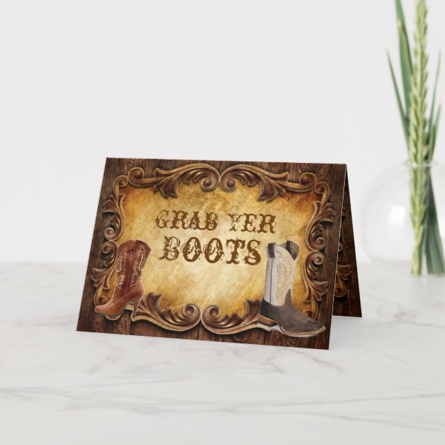Carte De Remerciements Mariage Western Country Cowboy Rustique (Devant)