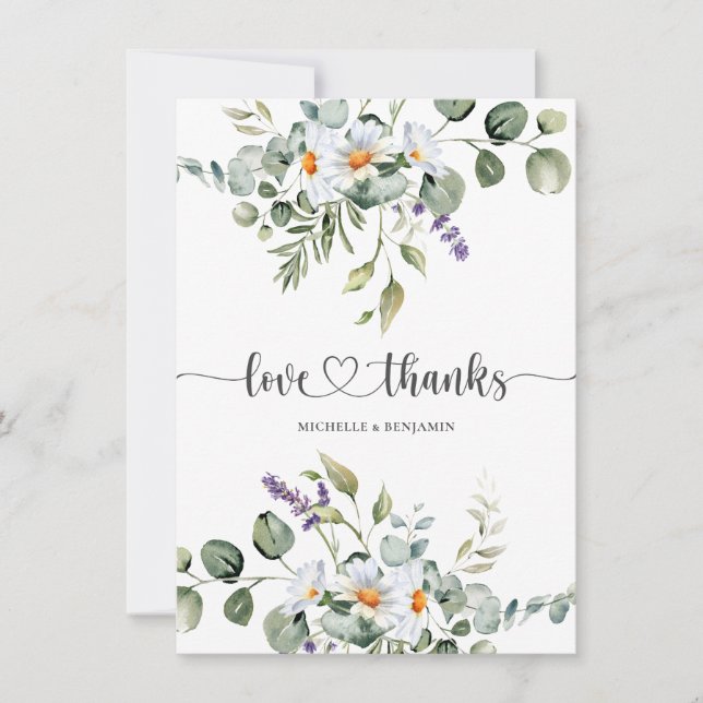 Carte de remerciements Mariage White Daisies (Devant)