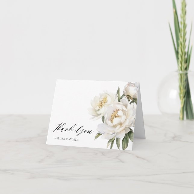 Carte de remerciements Mariage White Peony (Devant)