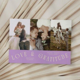 Carte De Remerciements Mariage Wisteria Multi Photo avec Amour & Gratitud