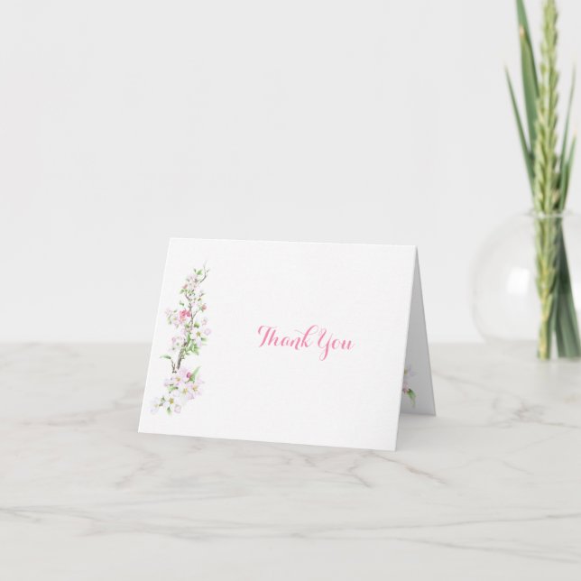 Carte De Remerciements Mariée Fleur de Pommier Personnalisable Salle de B (Devant)