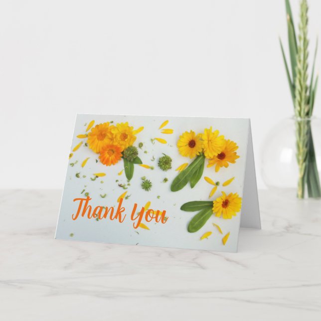 Carte De Remerciements Marigances jaune et orange (Devant)