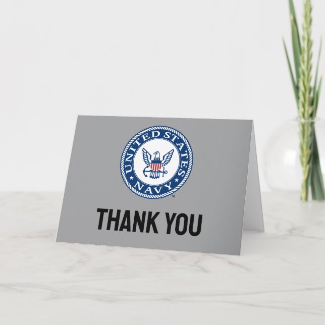 Carte De Remerciements Marine américaine | Navy Alt Emblem (Devant)