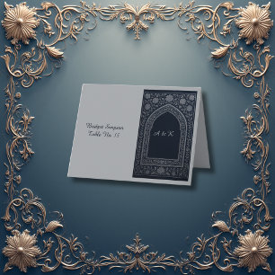 Carte De Remerciements marine argent arabe arche Mariage