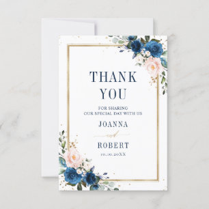 Carte De Remerciements Marine bleu rose rose rose rose Boho Mariage géomé