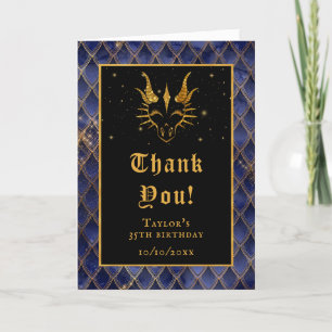 Carte De Remerciements Marine Blue Dragon Scales Gold Faux Parties scinti