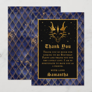 Carte De Remerciements Marine Blue Dragon Scales Gold Faux Parties scinti