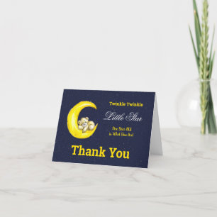 Carte De Remerciements Marine Gold Twinkle Little Star 1er anniversaire