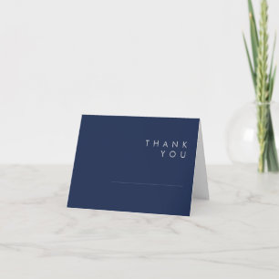 Carte De Remerciements Marine minimaliste moderne bleu   Argent plié