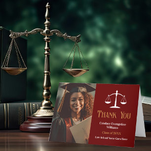Carte De Remerciements Maroon Gold Law School Graduation Photo