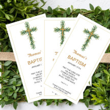 Marque-page de baptême avec feuillage d'eucalyptus