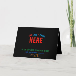 CARTE DE REMERCIEMENTS MARQUE PERSONNALISABLE NOIRE VERIFIEE BRANDED MODE