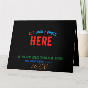 CARTE DE REMERCIEMENTS MARQUE VERIFIEE NOIRE PERSONNALISABLE MODERNE ET C