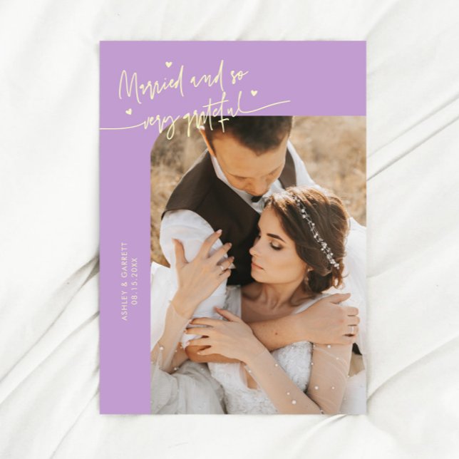 Carte De Remerciements Married and Grateful Wedding Photo Wisteria (Créateur téléchargé)