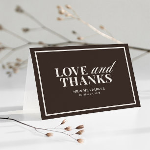 Carte De Remerciements Marron et Ivoire Neutre Mariage Luxe Classique