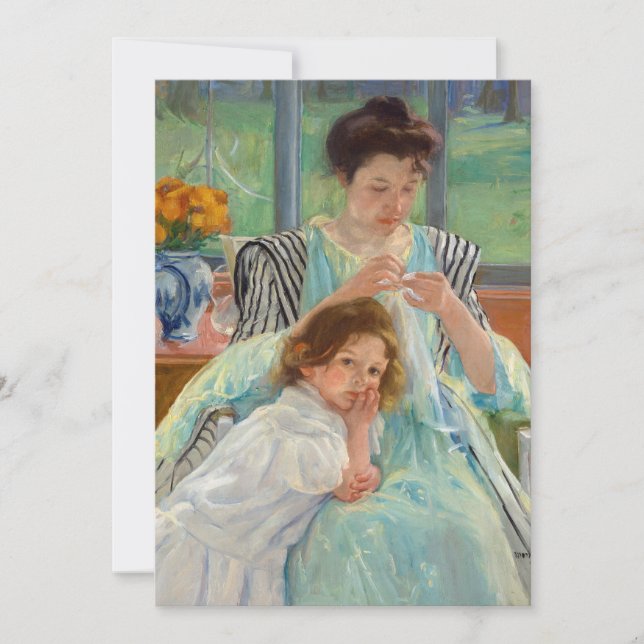 Carte De Remerciements Mary Cassatt - Jeune mère coudre (Devant)