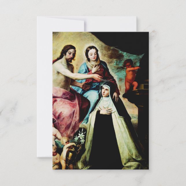 Carte De Remerciements Mary Magdalene de Pazzi par Pedro de Moya (Devant)