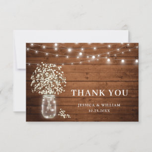 Carte De Remerciements Mason de l'haleine pour bébé Jar Aquarelle rustiqu
