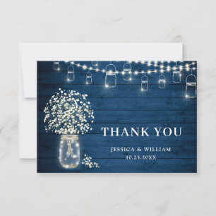 Carte De Remerciements Mason de l'haleine pour bébé Jar Aquarelle rustiqu