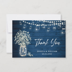 Carte De Remerciements Mason de l'haleine pour bébé Jar Aquarelle rustiqu