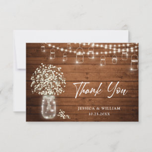 Carte De Remerciements Mason de l'haleine pour bébé Jar Aquarelle rustiqu