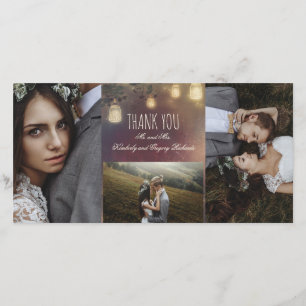 Carte De Remerciements Mason Jar Lights Branches Mariage rustique