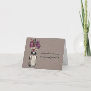 Carte De Remerciements Mason Jar rempli de fleurs sauvages