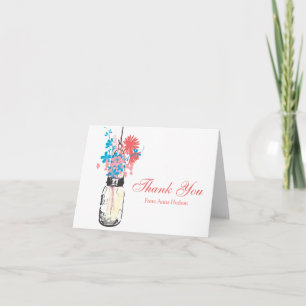 Carte De Remerciements Mason Jar rempli de fleurs sauvages