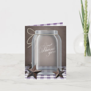 Carte De Remerciements Mason Jar Rustic Stars Purple Remerciements