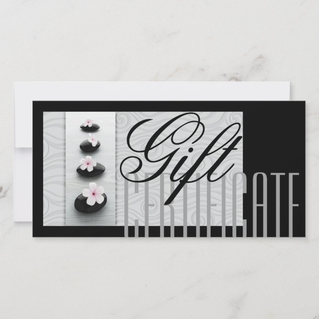 Carte De Remerciements Massage Spa Certificat cadeau Guérison Pierres noi (Devant)